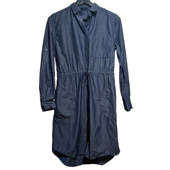 ATM Blue Chambray Shirt Dress long sleeve button up XS with pockets - Picture 1 of 13
